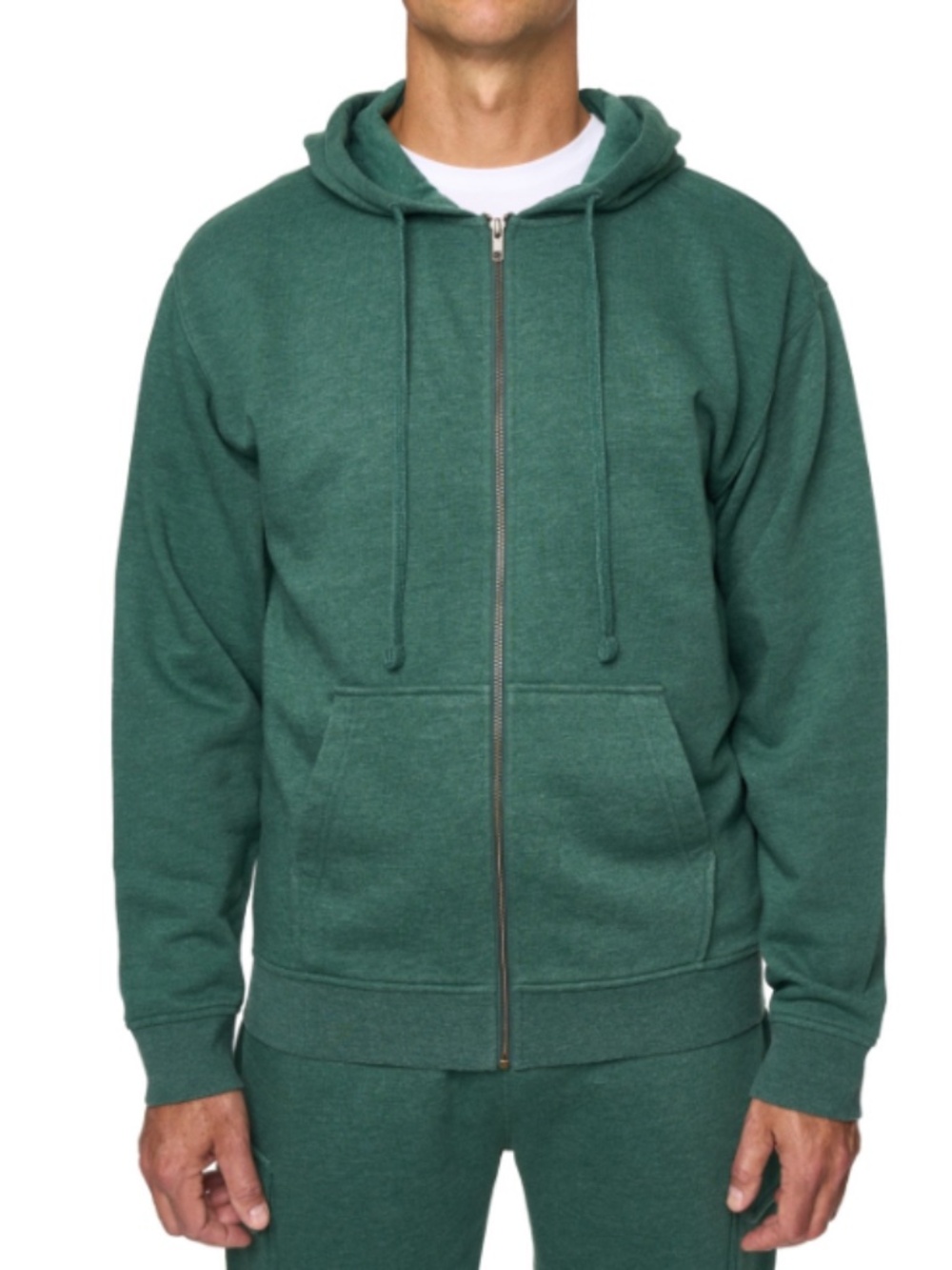Lazer Men's Relaxed Fit Burnout Fleece Zip-Front Hoodie - Deep Emera SIZE S NWT